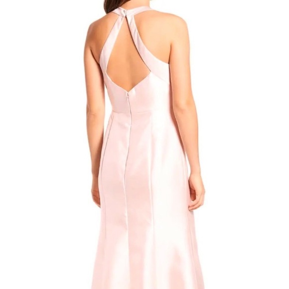 Alfred Sung Blush Halter Satin Trumpet Gown - Picture 5 of 11